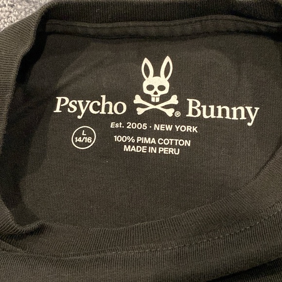 Boys Psycho Bunny t-shirt black with logo on right side
(While wearing it) - Picture 3 of 3